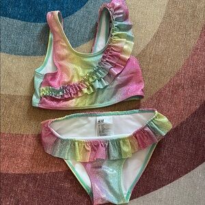 H&M Pink and Yellow Ruffle Bikini size 5T/6